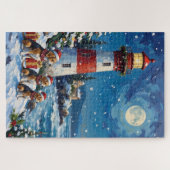 Puzzle Beagle Christmas Lighthouse Holiday (Horizontal)