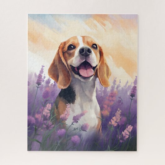 Puzzle Beagle dans le champ Lavender (Vertical)