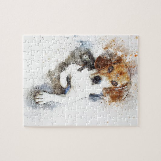 Puzzle Beagle d'aquarelle Abstrait (Horizontal)