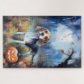 Puzzle Beagle d'Halloween avec peur Citrouille (Horizontal)