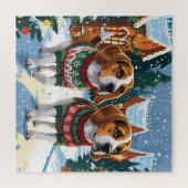 Puzzle Beagle Dogs Christmas Snow Holiday (Horizontal)