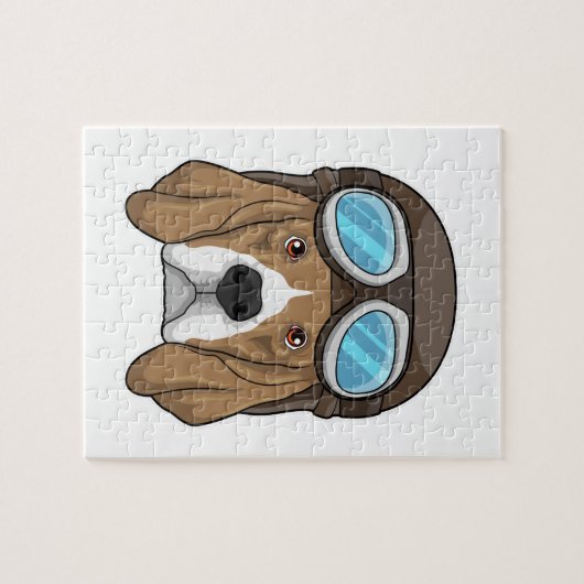 Puzzle Beagle en tant que pilote avec casquette pilote (Horizontal)