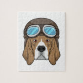 Puzzle Beagle en tant que pilote avec casquette pilote (Vertical)