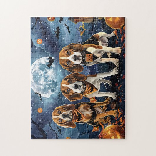 Puzzle Beagle Halloween Éffrayant (Vertical)