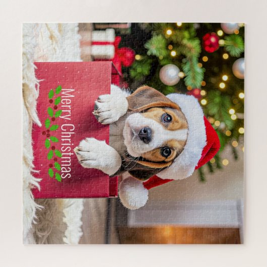 Puzzle Beagle Puppy Christmas Design, (Horizontal)