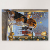 Puzzle Beagle With Christmas Lights Holiday (Horizontal)