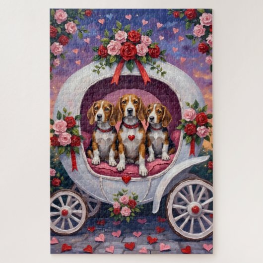 Puzzle Beagles Dog Valentine's Day (Vertical)