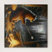 Puzzle Bear Roasting Marshmallows (Horizontal)