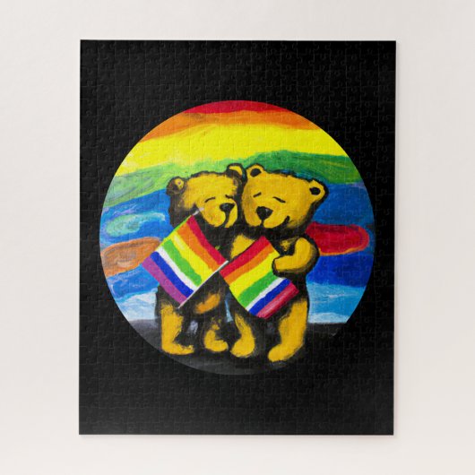 Puzzle Bears Love Couple LGBT Arc-en-ciel (Vertical)