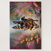 Puzzle Beau Berger Allemand Chien & Fleurs (Vertical)