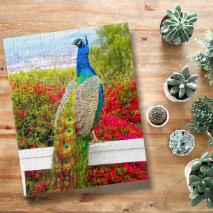 Puzzle Beau bleu vert Peacock Photo Stylish Chic
