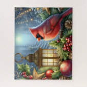 Puzzle Beau Cardinal de Noël avec Lanterne (Vertical)