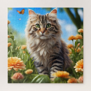 Puzzle Beau chat beau jardin