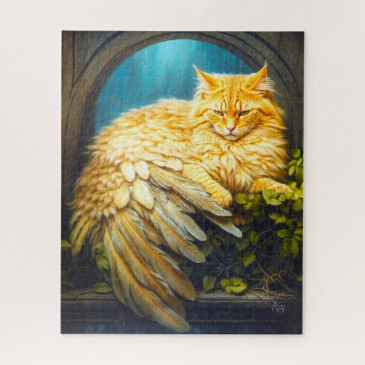 Puzzle Beau chat Tabby Orange avec Plumes de queue (Vertical)