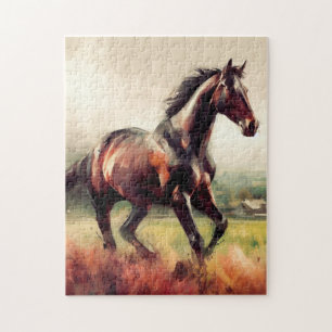 Puzzle Beau Cheval Brown Cheval Coureurs Animaux
