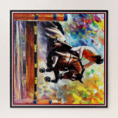 Puzzle Beau Cheval Sauter Digital Huile Peinture Style (Horizontal)