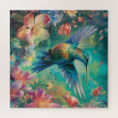 Puzzle Beau colibri entouré de fleurs (Horizontal)