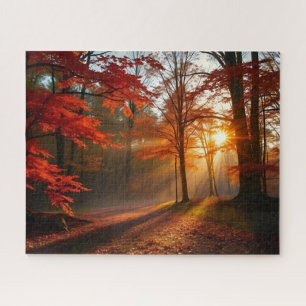 Puzzle Beau coucher de soleil Forêt d'automne paysage