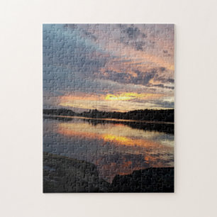 Puzzle Beau coucher de soleil sur le lac
