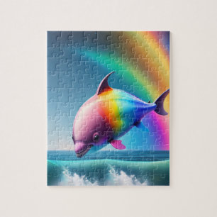 Puzzle Beau dauphin mignon avec des couleurs arc-en-ciel
