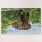 Puzzle Beau éléphant Jouer dans l'herbe (Horizontal)