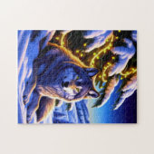 Puzzle Beau et majestueux loup par sapin de Noël (Horizontal)