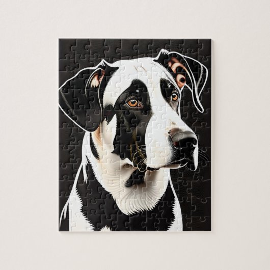 Puzzle Beau grand portrait de chien noir et blanc (Vertical)