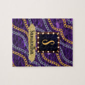 Puzzle Beau Monogramme violet Élégant Chic (Horizontal)