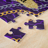 Puzzle Beau Monogramme violet Élégant Chic (Côté)
