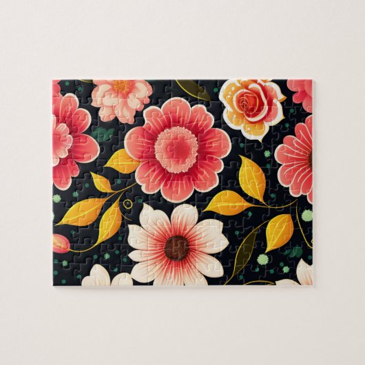 Puzzle Beau motif floral mignon Fleurs roses (Horizontal)