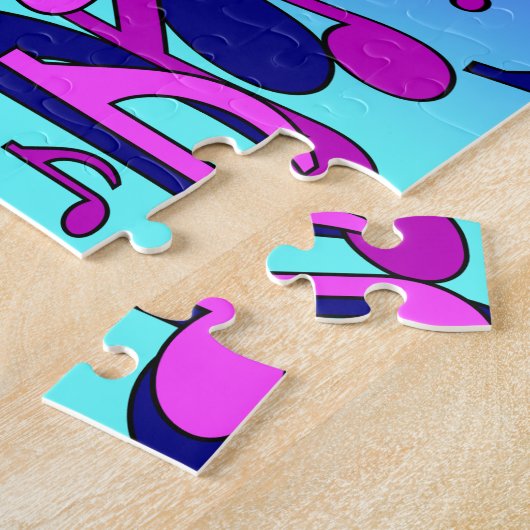 Puzzle Beau Motif musical rose violet bleu (Côté)