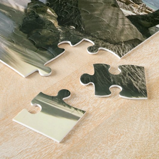 Puzzle Beau océan Turquoise, Plage de sable, Palmiers (Côté)