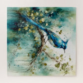 Puzzle Beau Oiseau Bleu assis dans un arbre (Horizontal)