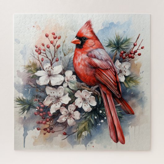Puzzle Beau Oiseau Cardinal Rouge (Vertical)