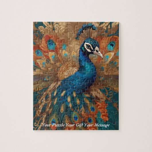 Puzzle Beau oiseau de paon de Cute Boho (Vertical)
