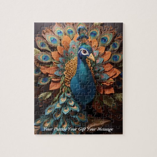Puzzle Beau oiseau de paon de Cute Boho (Vertical)