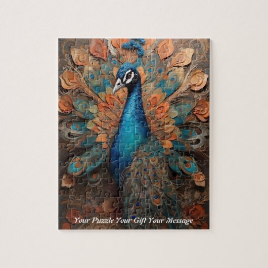 Puzzle Beau oiseau de paon de Cute Boho (Vertical)