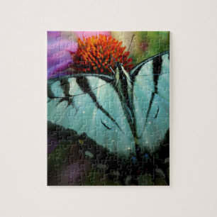 Puzzle Beau papillon de machaon de turquoise