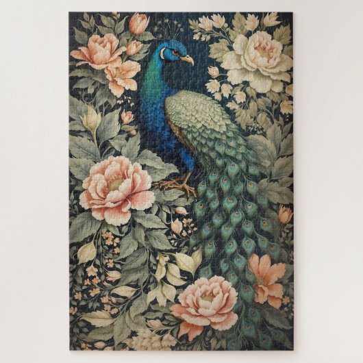 Puzzle Beau Peacock William Morris Inspiré Floral (Vertical)