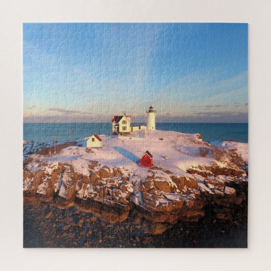 Puzzle Beau phare de Nubble Sunset Winter (Vertical)