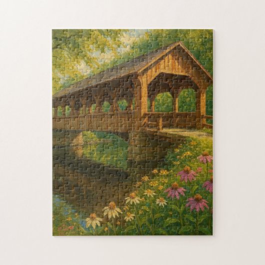 Puzzle Beau pont couvert d'été art (Vertical)