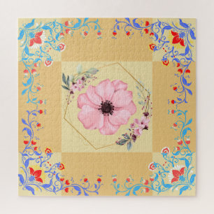 Puzzle Beau Printemps Floral Art, Orange Arrière - plan