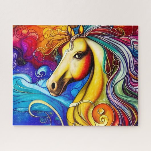 Puzzle Beau Rainbow Horse Portrait (Horizontal)