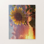 Puzzle beau tournesol de fleur plante au coucher du solei (Vertical)