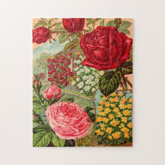 Puzzle Beau Victorian Floral Seed Packet ROSES (Vertical)