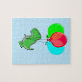 Puzzle Beau Vol T-Rex Avec Ballons Dans Ciel Bleu (Horizontal)