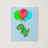 Puzzle Beau Vol T-Rex Avec Ballons Dans Ciel Bleu (Vertical)