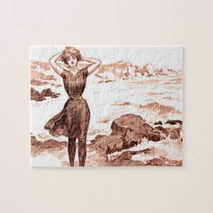Puzzle Beauté de bain sirène de plage Gibson vintage
