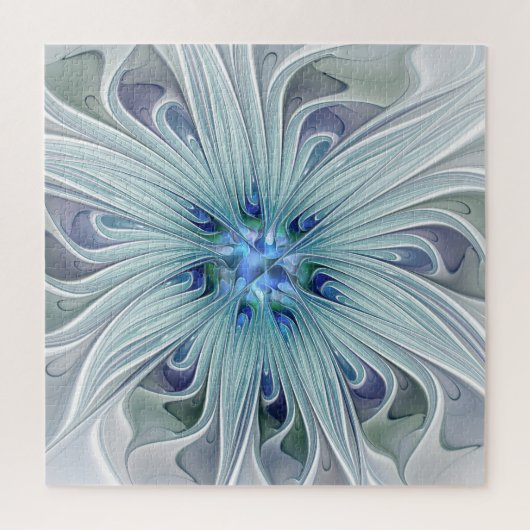 Puzzle Beauté florale Abstraite moderne Blue Pastel Flowe (Vertical)