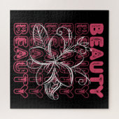 Puzzle Beauté Flower Line Typographie d'art (Horizontal)